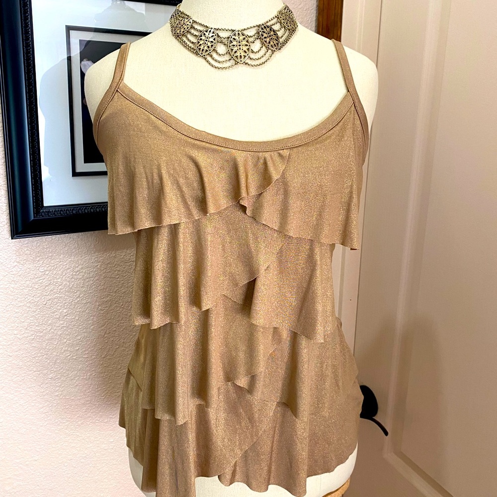 Gold ruffled tank top